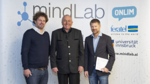 Onlim-CEO Alexander Wahler, Professor Dieter Fensel und feratel-Chef Markus Schröcksnadel bei der Eröffnung des MindLabs © feratel/Berger