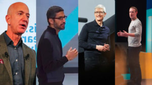 Die CEOs von GAFA. © Amazon, Google, Apple & Facebook, Montage Trending Topics