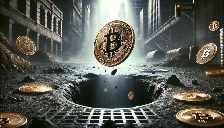 Bitcoin fällt in ein Loch. © Dall-E / Trending Topics