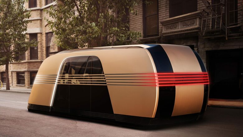 Der neue Tesla-Shuttle “Robovan" erinnert an einen Mix aus Sci-Fi-Shuttle und Art-Deco-Zug. © Tesla