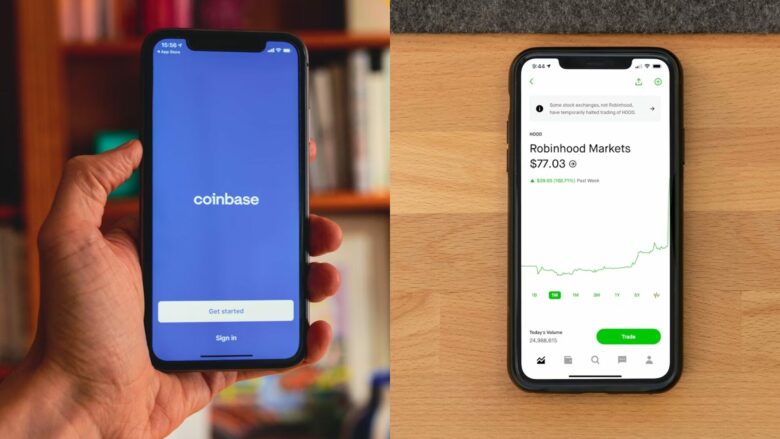 Apps von Coinbase und Robinhood. © Unsplash