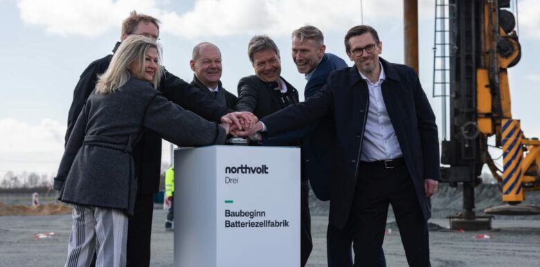 Deutsche Regierungsspitze mit Nortvolt-Managern. © Northvolt