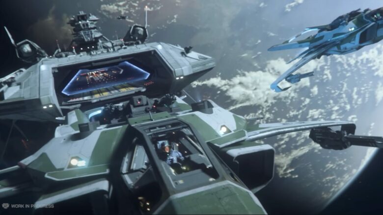 Ein Screenshot aus dem Videoclip von "Squadron 42" in Echtzeit-Spielegrafik. © CIG / YouTube, Screenshot