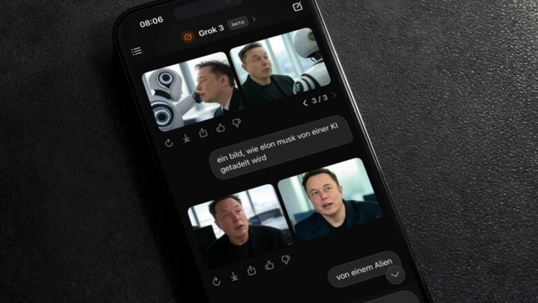Grok generiert Bilder von Elon Musk. © Trending Topics via Grok / Canva Pro