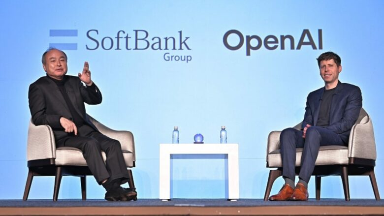 Am 3. Februar 2025 kündigten OpenAI-CEO Sam Altman und SoftBank-CEO Masayoshi Son auf der Veranstaltung in Tokio die KI „Cristal Intelligence“ und das Joint Venture „SB OpenAI Japan“ an. © SoftBank