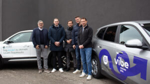 v.l.n.r.: Martin Rada (CEO vibe moves you), Michael Rosenmayer (Head of Key Account vibe moves you), Stefan Leeb (CEO & Co-Founder ocay), Bernhard Aichinger (Co-Founder ocay) und Michael Raberger (Co-Founder ocay). © vibe