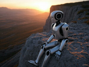 Robot on the Edge. © Trending Topics via Grok